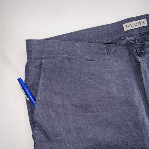 Blue Linen Pants Size Large Summer Coastal Vacation Beachy Large by Stitch Note - Picture 5 of 12